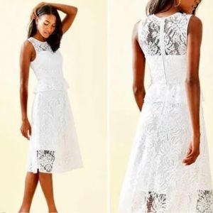 Lilly Pulitzer White Lace Peplum Dress, Size 6